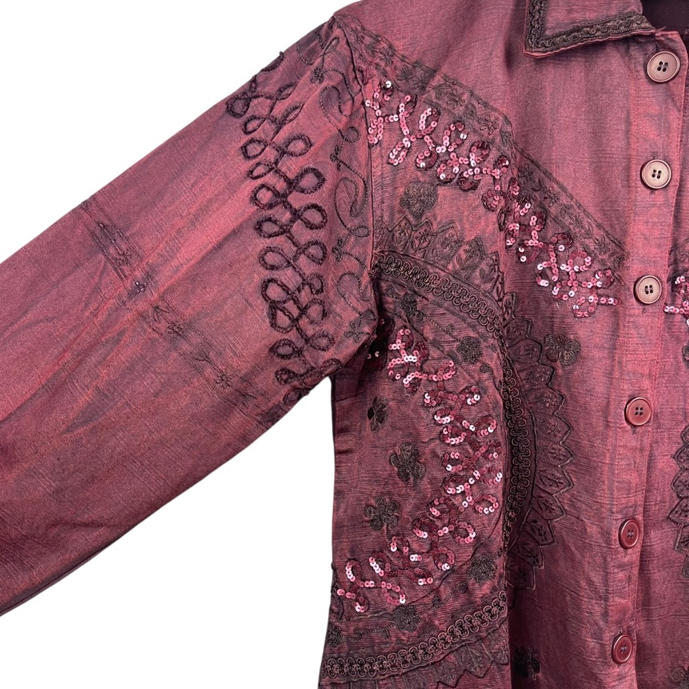 Asha Marie Western Sequin Embroidered Button-Down Shirt Women’s Size M - Picture 8 of 14